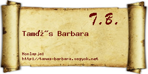 Tamás Barbara névjegykártya